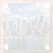 Boston skyline van waterfront glazen onderzetter (Achterkant)