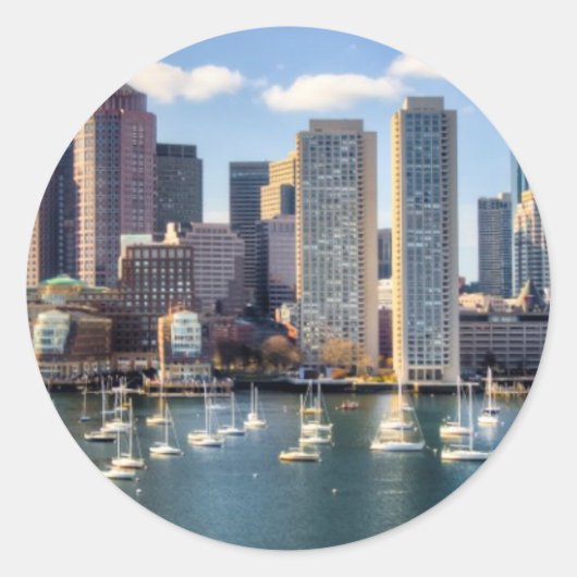Boston skyline van waterfront ronde sticker (Voorkant)
