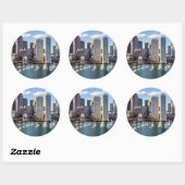 Boston skyline van waterfront ronde sticker (Vel)