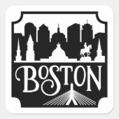 Boston Skyline Vierkante Sticker (Voorkant)