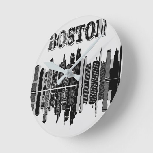 Boston Skyline Wall Clock Ronde Klok (Hoek)