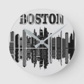 Boston Skyline Wall Clock Ronde Klok (Voorkant)
