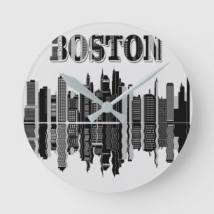 Boston Skyline Wall Clock Ronde Klok