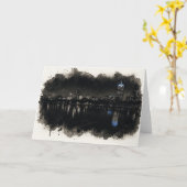 Boston Skyline Watercolor Night Greeting Card Kaart (Gele Bloem)