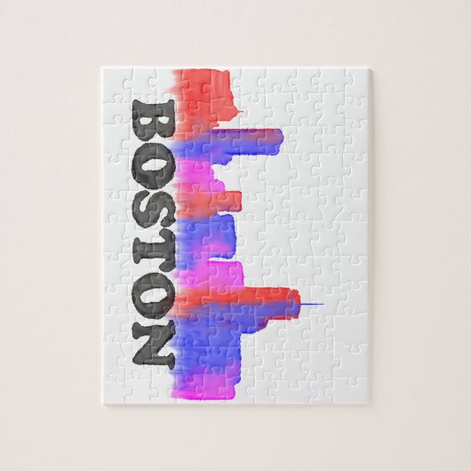 Boston Skyline waterverf Legpuzzel (Verticaal)