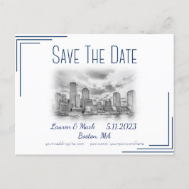 Boston Skyline Wedding Save the Date Briefkaart