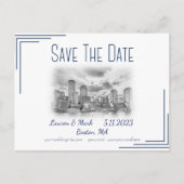 Boston Skyline Wedding Save the Date Briefkaart (Voorkant)