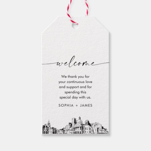 Boston Skyline Wedding Welcome Bag Label Cadeaulabel (Voorkant)