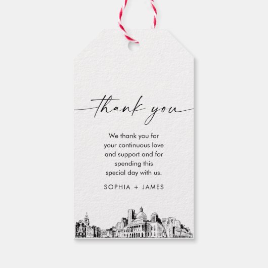 Boston Skyline Wedding Welcome Bag Label Cadeaulabel (Achterkant)