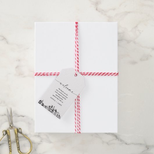 Boston Skyline Wedding Welcome Bag Label Cadeaulabel (Met Touw)