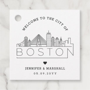 Boston Skyline   Wedding Welcome Favoriet Bedankjes Labels