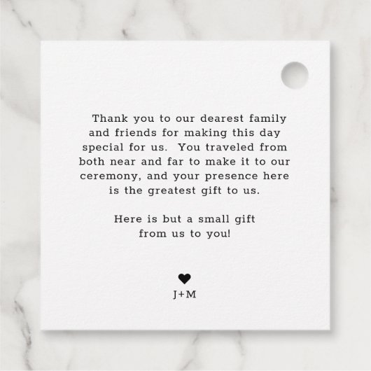 Boston Skyline | Wedding Welcome Favoriet Bedankjes Labels (Achterkant)