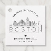 Boston Skyline | Wedding Welcome Favoriet Bedankjes Labels (Voorkant)