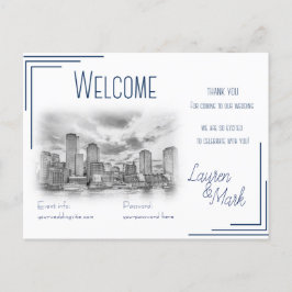 Boston Skyline Wedding Welkom Kaart voor cadeautas