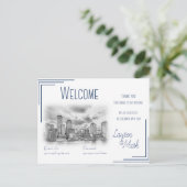 Boston Skyline Wedding Welkom Kaart voor cadeautas (Staand voorkant)