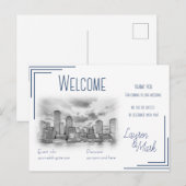 Boston Skyline Wedding Welkom Kaart voor cadeautas (Voorkant / Achterkant)