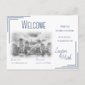 Boston Skyline Wedding Welkom Kaart voor cadeautas (Voorkant)