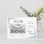 Boston Skyline Wedding Welkom Kaart voor cadeautas (Staand voorkant)