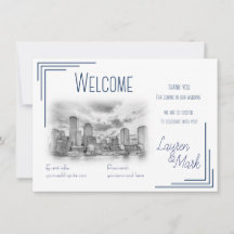 Boston Skyline Wedding Welkom Kaart voor cadeautas