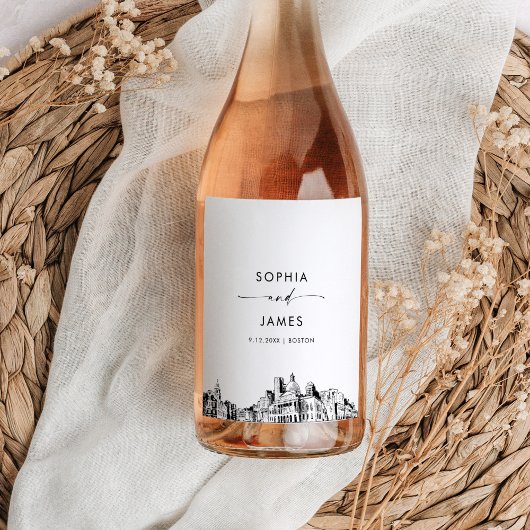 Boston Skyline Wijn Etiket