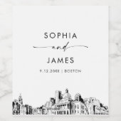 Boston Skyline Wijn Etiket (Enkel label)