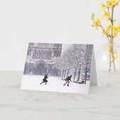 Boston sneeuwbalgevecht wenskaart kaart (Gele Bloem)