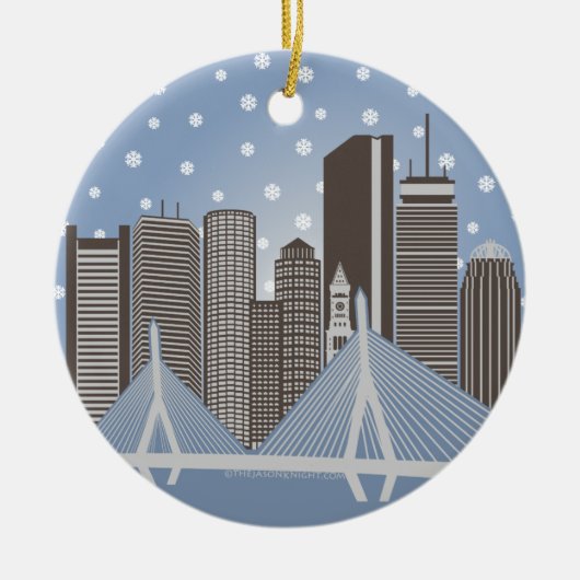 Boston Snowflakes Keramisch Ornament (Voorkant)