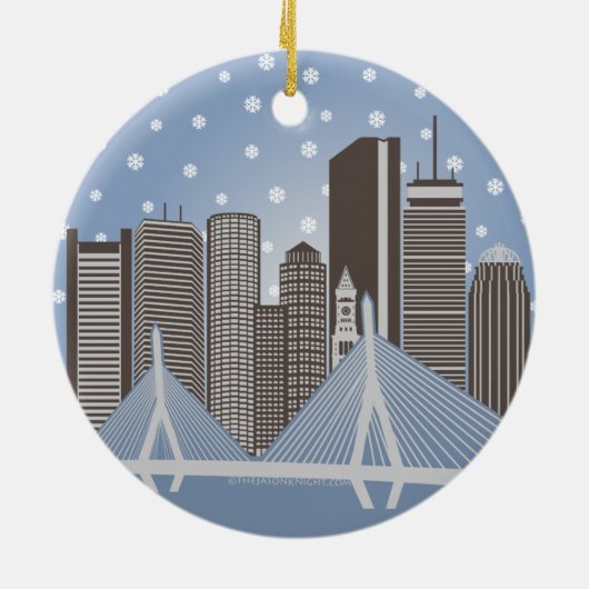 Boston Snowflakes Keramisch Ornament (Achterkant)