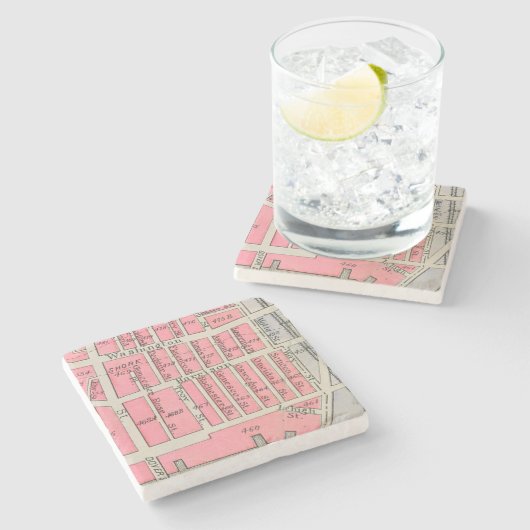 Boston South End Map Stenen Onderzetter (Zijkant)