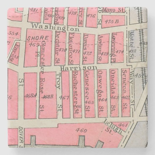  Boston South End Map Stenen Onderzetter (Voorkant)