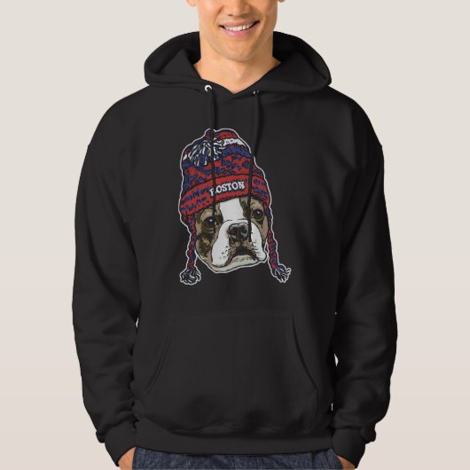 Boston Sports Terrier Red Beanie Hoodie (Voorkant)