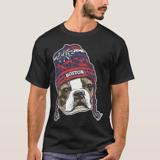 Boston Sports Terrier Red Beanie T-shirt (Voorkant)