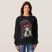 Boston Sports Terrier Red Beanie Trui (Voorkant volledig)