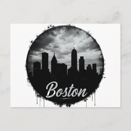 Boston stads silhouet – modern minimalistisch stad briefkaart (Voorkant)