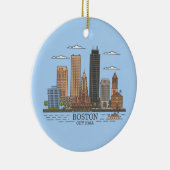 Boston stads skyline, Boston MA skyline Keramisch Ornament (Rechts)