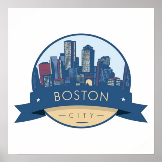 Boston stads skyline, Boston MA skyline Poster (Voorkant)