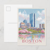 Boston stadsgezicht vintage briefkaart (Voorkant / Achterkant)