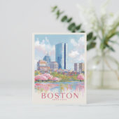 Boston stadsgezicht vintage briefkaart (Staand voorkant)