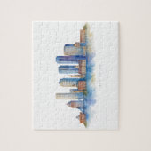 Boston Stadssilhouet Aquarel | Modern Boston MA  Legpuzzel (Verticaal)