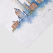 Boston Stadssilhouet Aquarel | Modern Boston MA Tissuepapier (Detail)