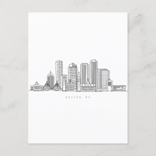 Boston Stadssilhouet, boston ma silhouet Briefkaart