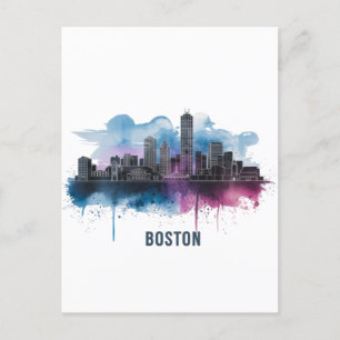 Boston Stadssilhouet, Boston Ma Silhouet Briefkaart