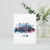 Boston Stadssilhouet, Boston Ma Silhouet Briefkaart (Staand voorkant)