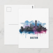 Boston Stadssilhouet, Boston Ma Silhouet Briefkaart (Voorkant / Achterkant)