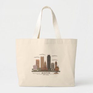 Boston Stadssilhouet, boston ma silhouet Grote Tote Bag