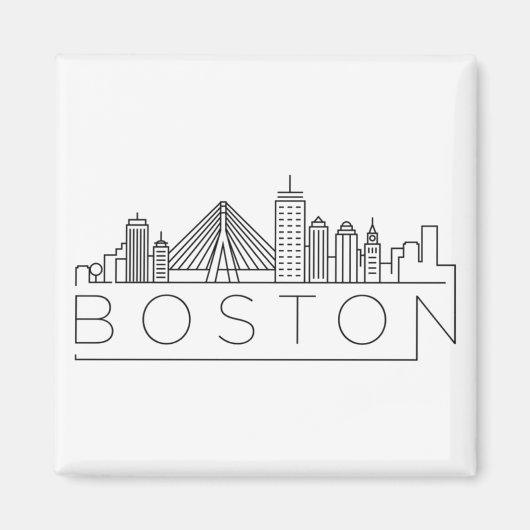 Boston Stadssilhouet, Boston Ma Silhouet Magneet (Voorkant)
