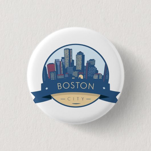 Boston Stadssilhouet, boston ma silhouet Ronde Button 3,2 Cm (Voorkant)