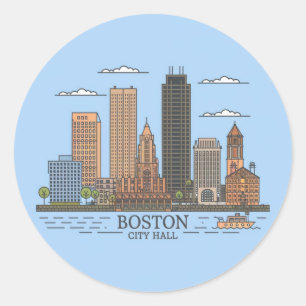 Boston Stadssilhouet, boston ma silhouet Ronde Sticker