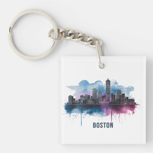 Boston Stadssilhouet, Boston Ma Silhouet Sleutelhanger (voorkant)