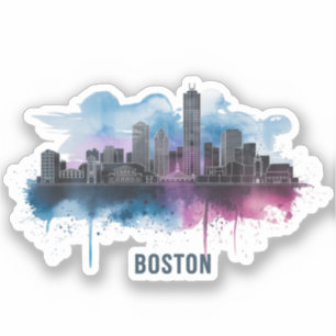 Boston Stadssilhouet, Boston Ma Silhouet Sticker